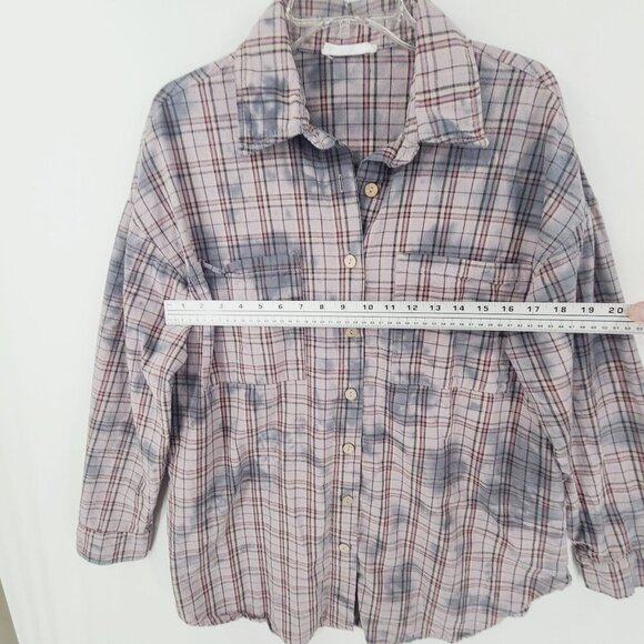 Talulah Women's Long Sleeve Button Down Shirt Plaid Tie Dye Bleach  Size S - Picture 4 of 9